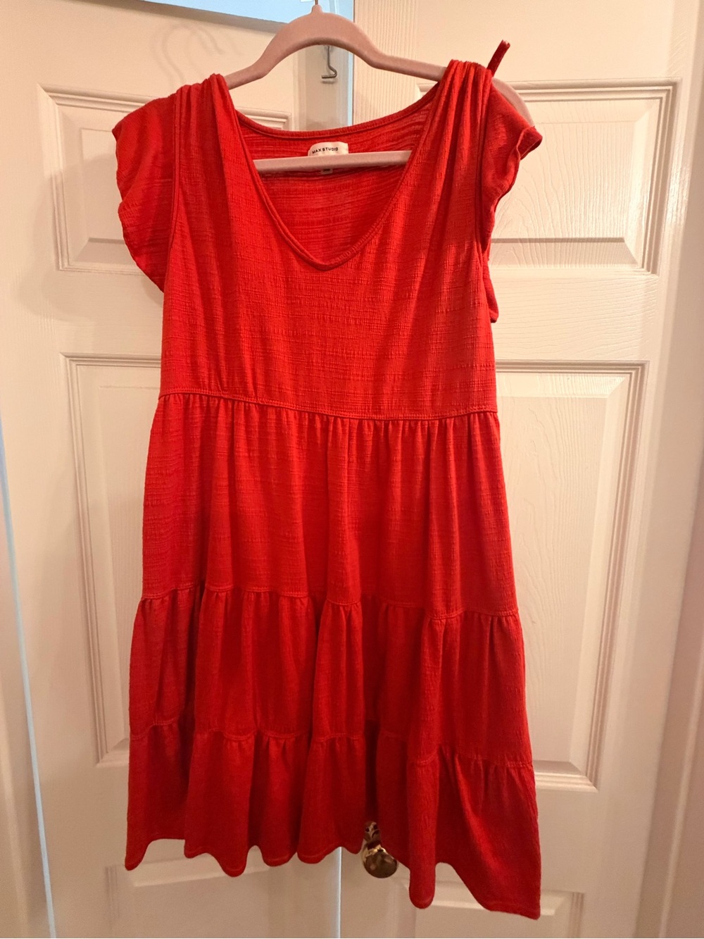 Women’s Red Tiered Cotton Dress